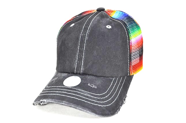 027-PIGMENT CAP WITH SERAPE PRINTED MESH VELCRO(BLK)